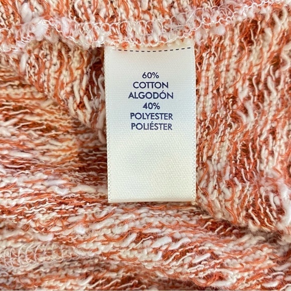 BKE women's Small raw edge mock neck knit long sleeve top burnt orange white - Picture 10 of 10